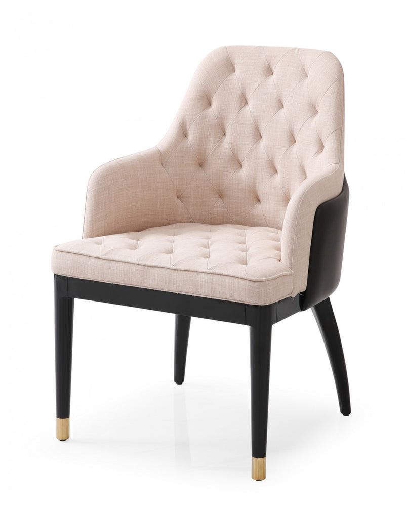Modrest Leeds - Glam Beige and Black Dining Chair