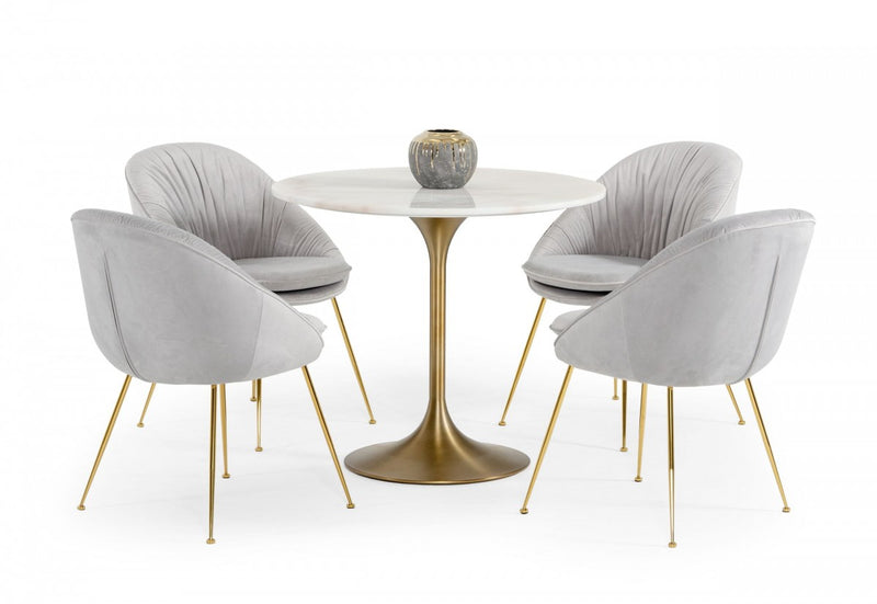 Modrest Collins - Glam White Marble & Gold Dining Table