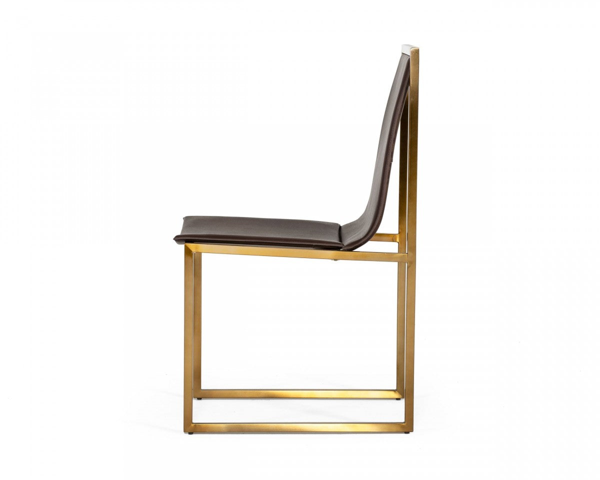 Modrest Dalton - Modern Brown Leatherette Dining Chair ( Set of 2 )