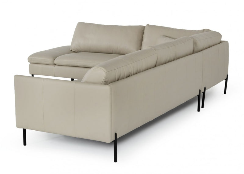Divani Casa Sherry - Modern Cognac Leather Facing Sectional Sofa
