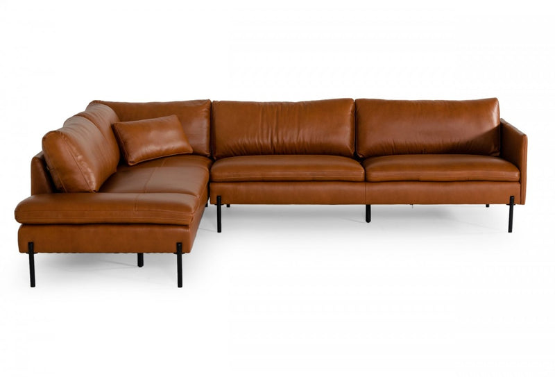 Divani Casa Sherry - Modern Cognac Leather Facing Sectional Sofa