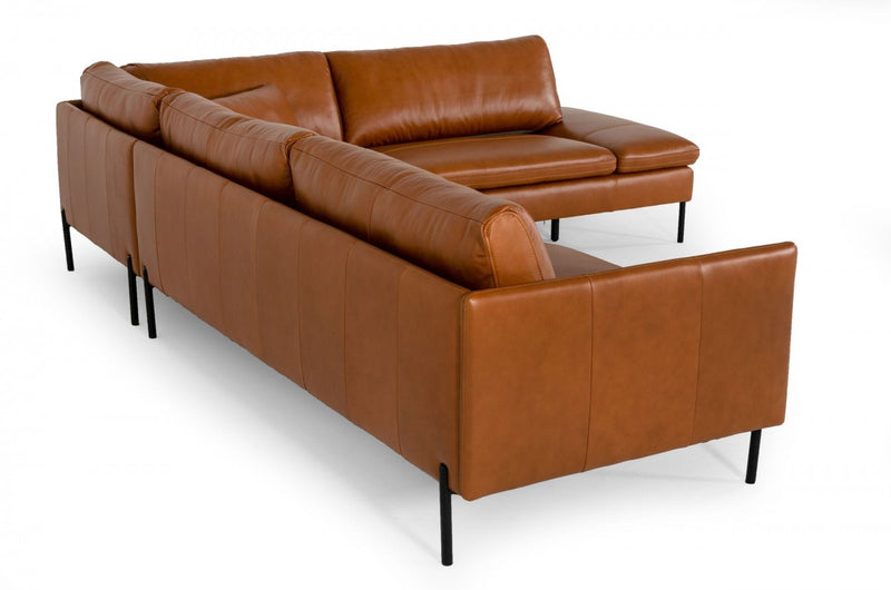 Divani Casa Sherry - Modern Cognac Leather Facing Sectional Sofa
