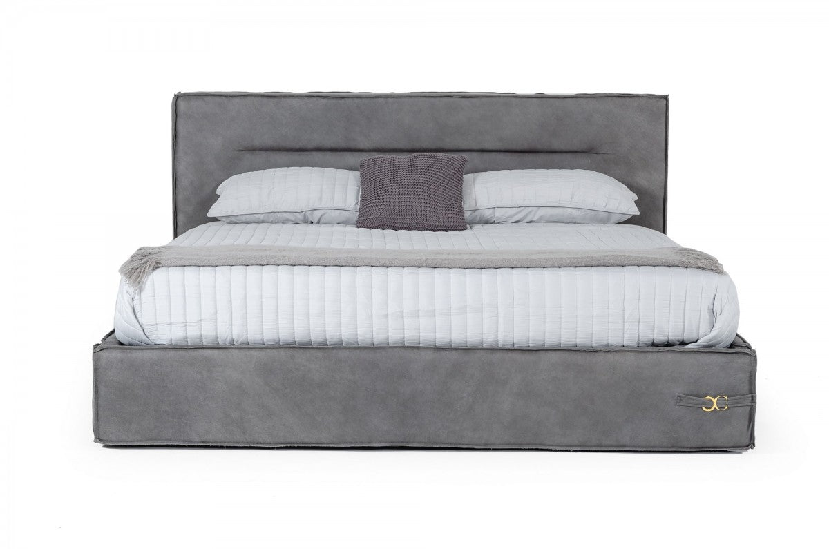 Coronelli Collezioni Hollywood - Eastern King Italian Contemporary Grey Leather Bed