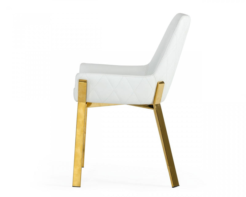 Modrest Ganon - Modern White & Gold Dining Chair