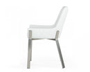 Modrest Ganon - Modern White & Brushed Stainless Steel Dining Chair