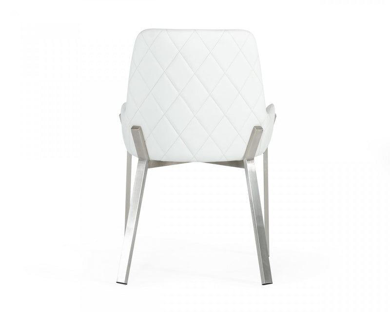 Modrest Ganon - Modern White & Brushed Stainless Steel Dining Chair