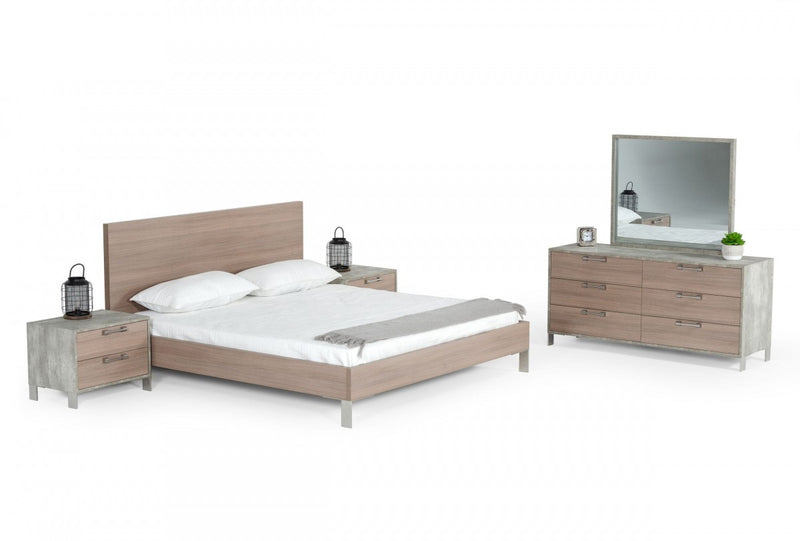 Nova Domus Boston - Modern Light Oak & Brushed Stainless Steel Bed