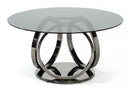 Modrest Enid - Modern Smoked Glass & Black Stainless Steel Round Dining Table