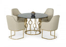 Modrest Filbert - Modern Smoked Glass & Champagne Gold Dining Table