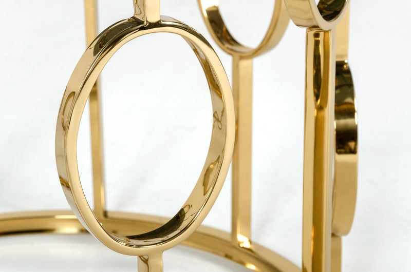 Modrest Filbert - Modern Smoked Glass & Champagne Gold Dining Table