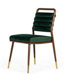 Modrest Biscay - Modern Dark Green & Walnut Steel Dining Chair