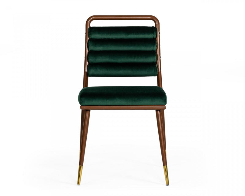 Modrest Biscay - Modern Dark Green & Walnut Steel Dining Chair