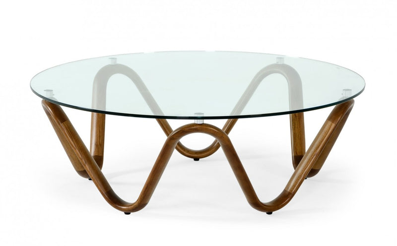 Modrest Lassen - Modern Glass & Walnut Coffee Table