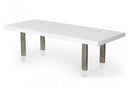 Modrest Lenny- Modern White High Gloss & Stainless Steel Gun Metal Dining Table