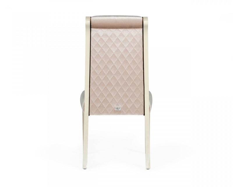 A&X Whitby - Transitional Off White & Glossy Champagne Dining Chair (Set of 2)