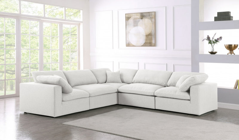 Serene 5 Piece Linen Deluxe Modular Overstuffed Sectional