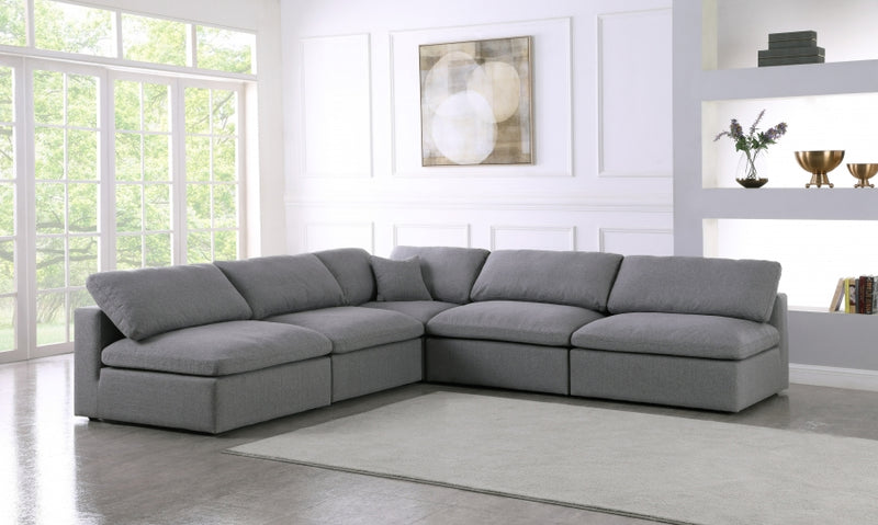 Serene 5 Piece Linen Deluxe Modular Overstuffed Sectional