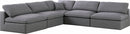 Serene 5 Piece Linen Deluxe Modular Overstuffed Sectional