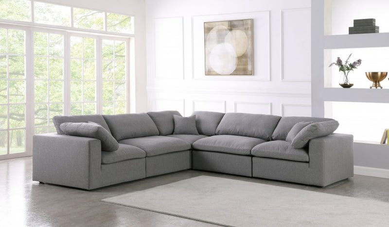 Serene 5 Piece Linen Deluxe Modular Overstuffed Sectional