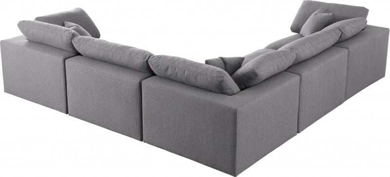 Serene 5 Piece Linen Deluxe Modular Overstuffed Sectional