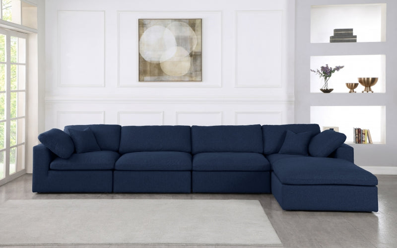 Serene 5 Piece Linen Deluxe Modular Overstuffed Reversible Sectional