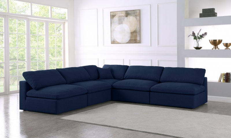 Serene 5 Piece Linen Deluxe Modular Overstuffed Sectional