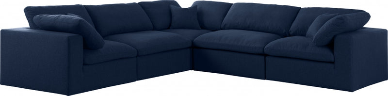 Serene 5 Piece Linen Deluxe Modular Overstuffed Sectional