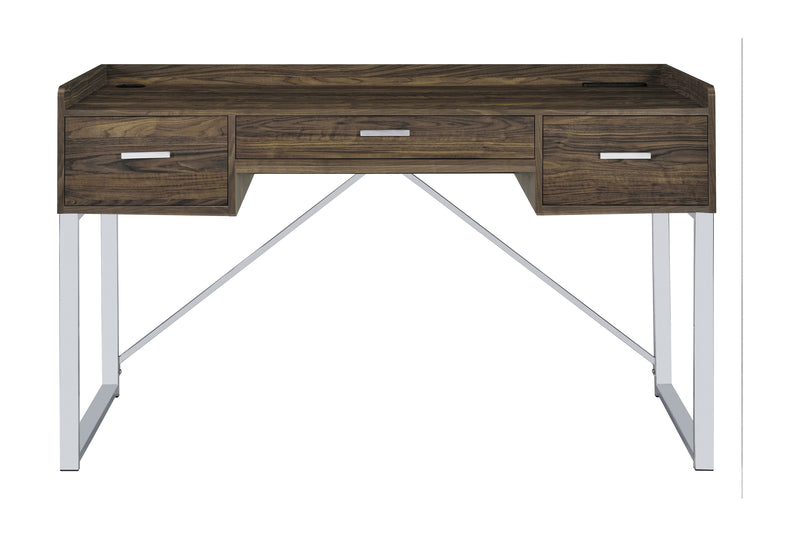 Angelica 3-drawer Writing Desk Walnut and Chrome