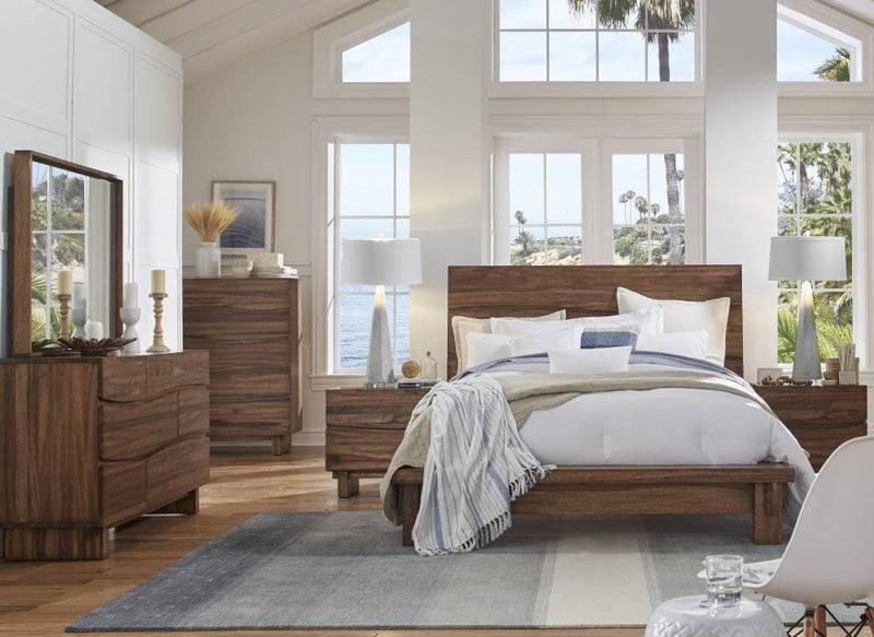 Ocean Two Drawer Solid Wood Nightstand in Natural Sengon