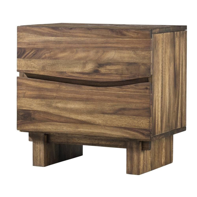 Ocean Two Drawer Solid Wood Nightstand in Natural Sengon