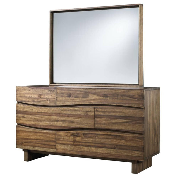Ocean Six Drawer Solid Wood Dresser in Natural Sengon