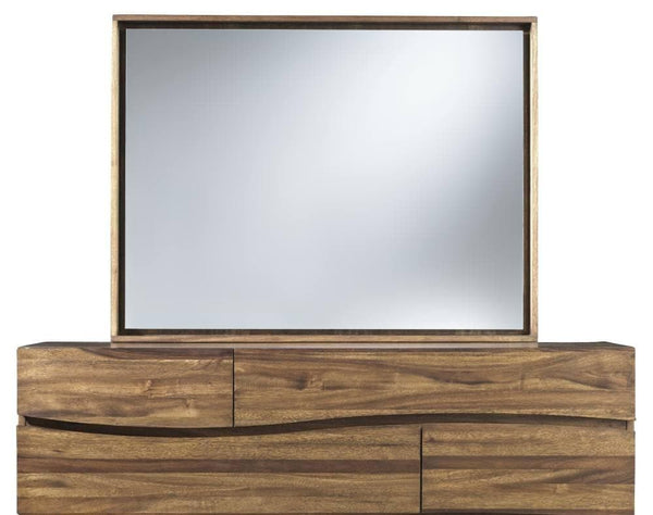 Ocean Solid Wood Floating Glass Mirror in Natural Sengon