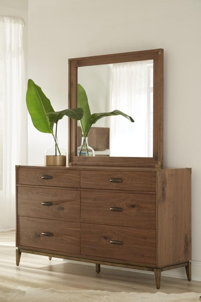 Adler Beveled Glass Mirror in Natural Walnut