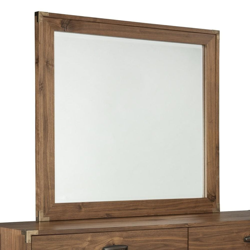 Adler Beveled Glass Mirror in Natural Walnut