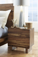 Ocean Two Drawer Solid Wood Nightstand in Natural Sengon