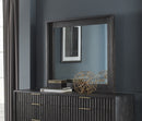 Kentfield Solid Wood Beveled Glass Mirror in Black Drifted Oak