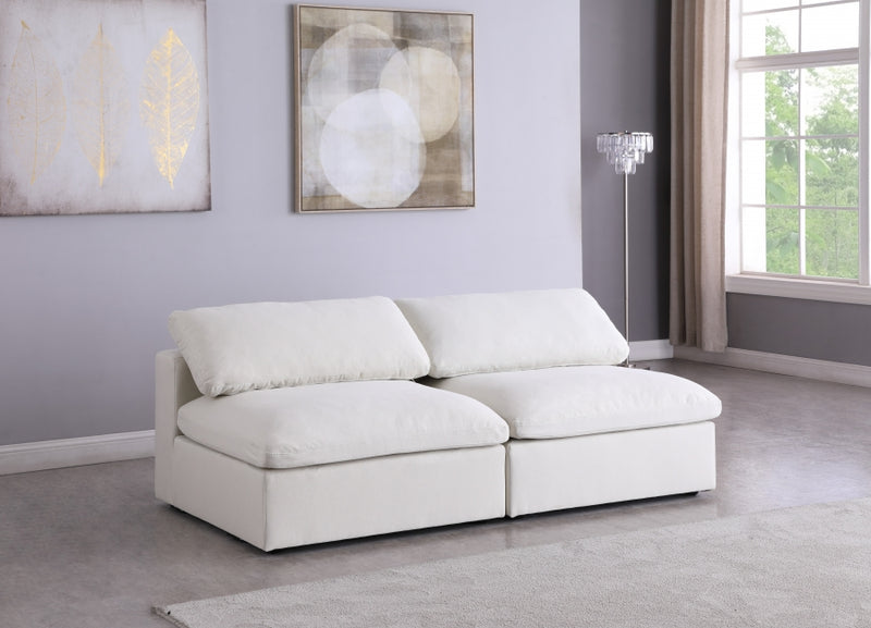 Serene 2 Piece Linen Deluxe Modular Overstuffed Armless Sofa