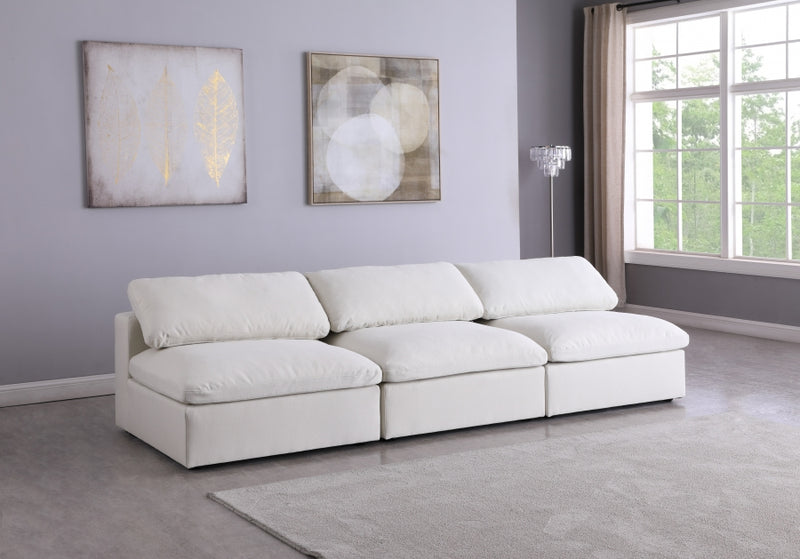 Serene 3 Piece Linen Deluxe Modular Overstuffed Armless Sofa