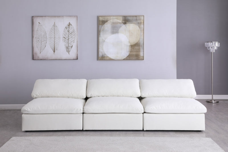 Serene 3 Piece Linen Deluxe Modular Overstuffed Armless Sofa