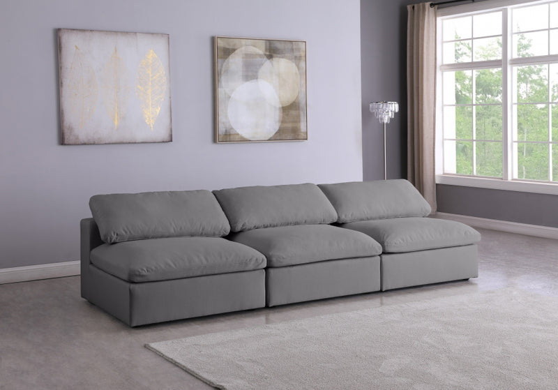 Serene 3 Piece Linen Deluxe Modular Overstuffed Armless Sofa