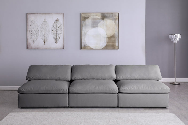 Serene 3 Piece Linen Deluxe Modular Overstuffed Armless Sofa