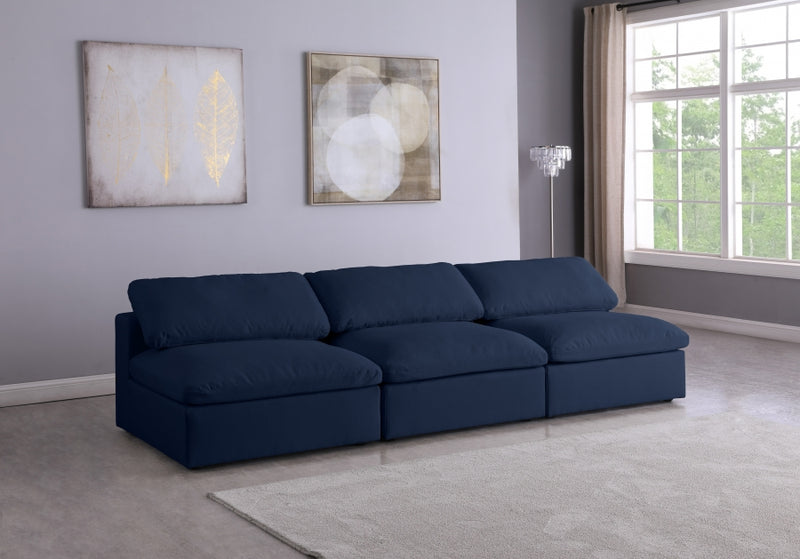 Serene 3 Piece Linen Deluxe Modular Overstuffed Armless Sofa