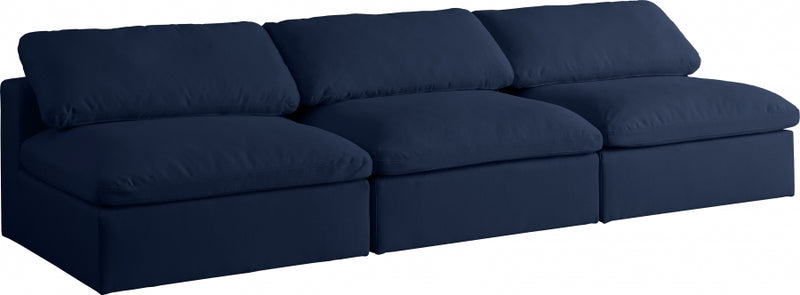 Serene 3 Piece Linen Deluxe Modular Overstuffed Armless Sofa