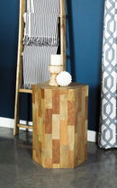 Dermot Hexagon Sunburst Top Accent Table Natural