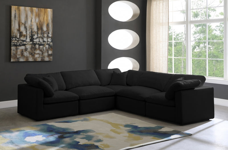 Plush 5 piece Velvet Standard Modular Overstuffed Reversible Sectional