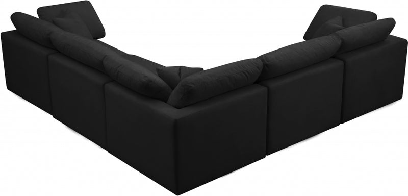 Plush 5 piece Velvet Standard Modular Overstuffed Reversible Sectional