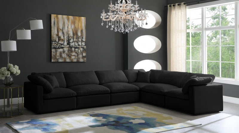 Plush 6 Piece Velvet Standard Modular Overstuffed Reversible Sectional