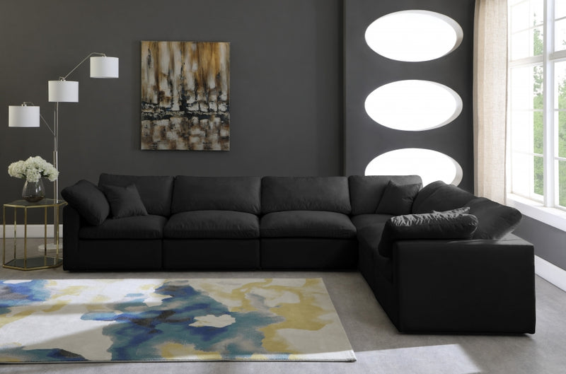 Plush 6 Piece Velvet Standard Modular Overstuffed Reversible Sectional