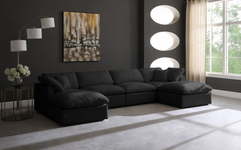 Plush 6 Piece Velvet Standard Modular Overstuffed Reversible Sectional