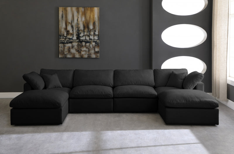Plush 6 Piece Velvet Standard Modular Overstuffed Reversible Sectional